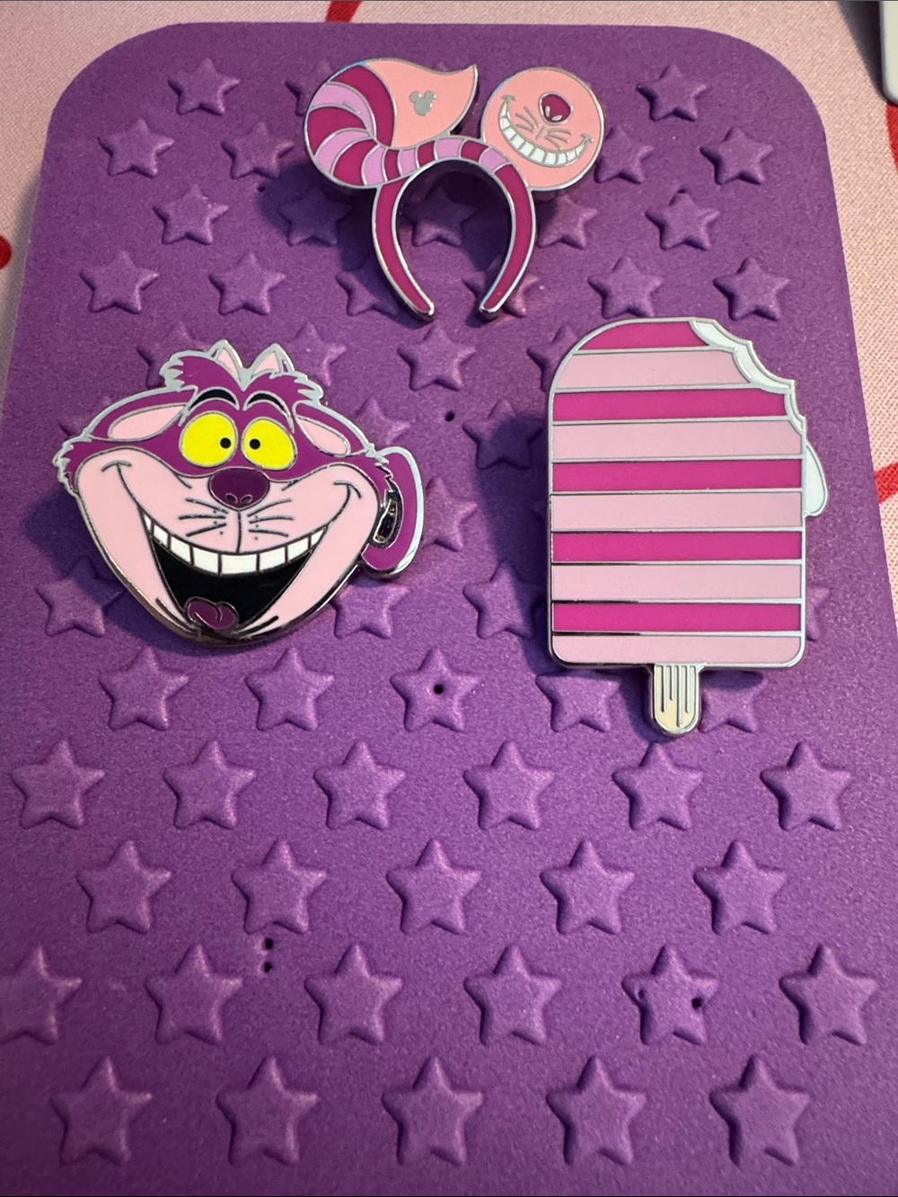 Disney Cheshire Cat Headband, Mug & Popsicle Enamel Pin Set (3-pins as shown)